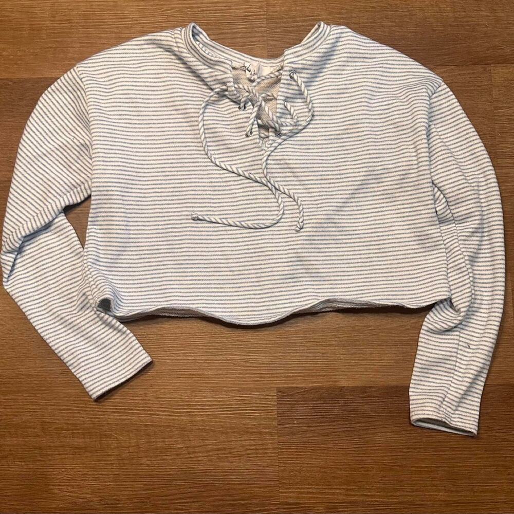 White and blue striped long